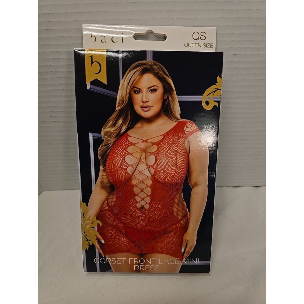 Baci Corset Front Lace Mini Dress Queen Size‎ Red New